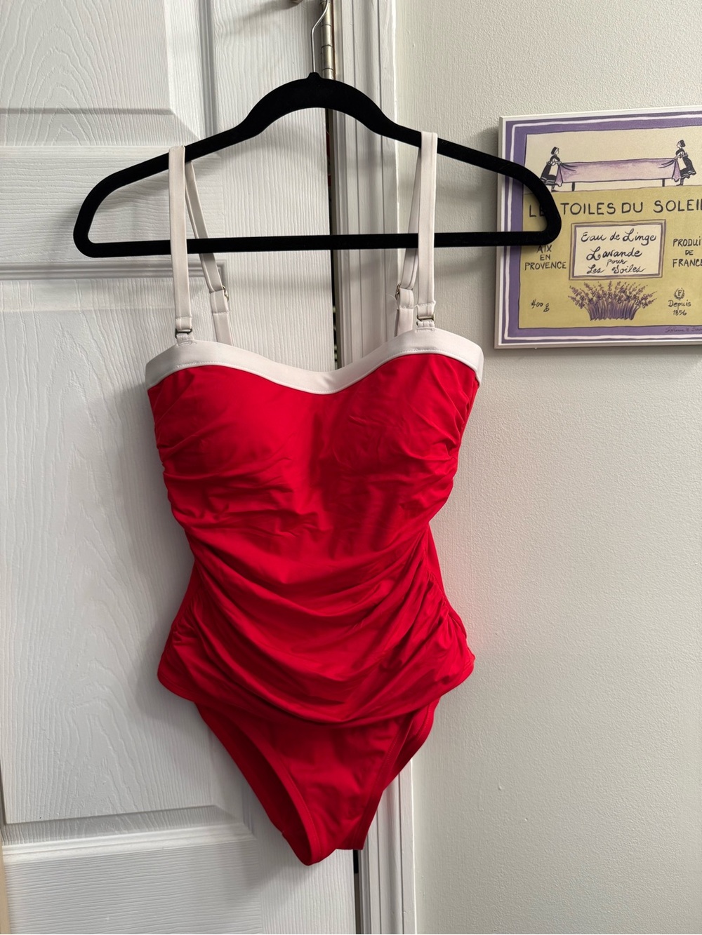 Liz Claiborne Red One-Piece Swimsuit with Cream Trim